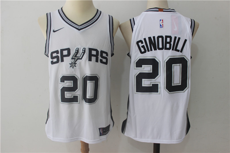 Men San Antonio Spurs #20 Ginobili White NBA Jerseys->san antonio spurs->NBA Jersey